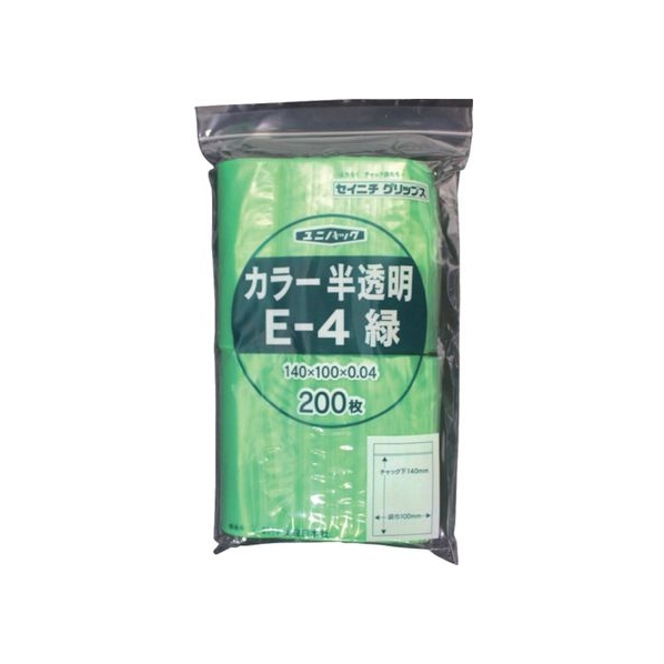 生産日本社（セイニチ） 「ユニパック」 E-4 緑 140×100×0.04 200枚入 FC698FV-3667430