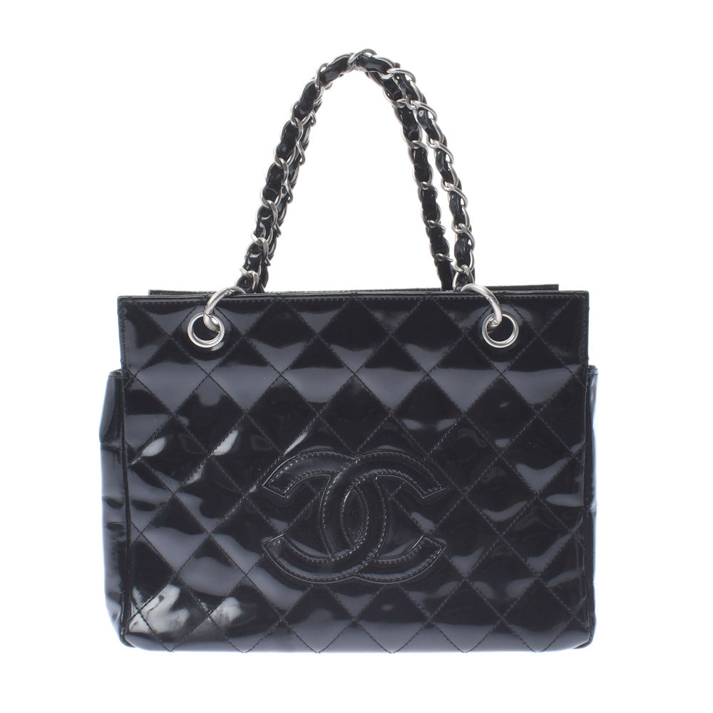 CHANEL シャネル マトラッセ PTT 黒 レディース エナメル ハンドバッグ Bランク 中古 