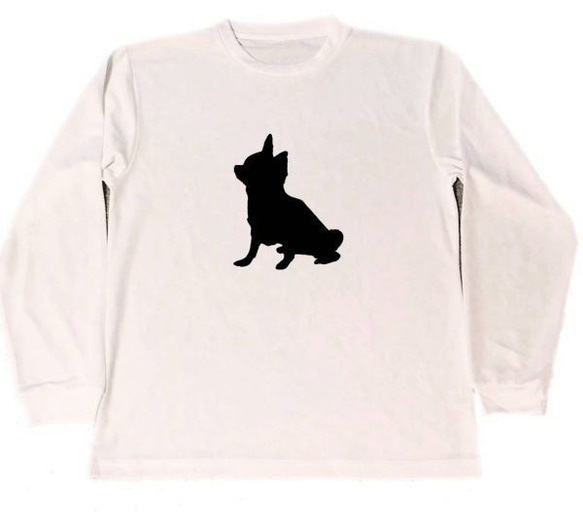 チワワ　ドライ　ロング　Tシャツ　ペット　アニマル　犬　グッズ　シルエット