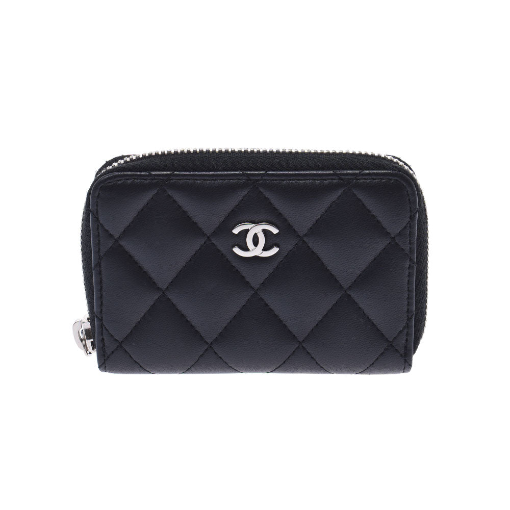 CHANEL シャネル マトラッセ コインパース 黒 シルバー金具 A69271 レディース ラムスキン コインケース Aランク 中古 