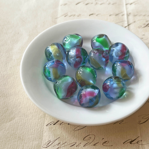 Glass Beads Baroque 約13mm×15mm [BE-330]＊2個＊Vintage＊