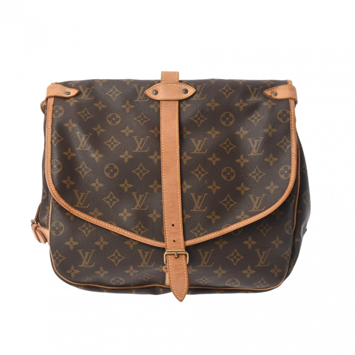 LOUIS VUITTON ルイヴィトン モノグラム ソミュール 35 ブラウン M42254 レディース モノグラムキャンバス ショルダーバッグ Bランク 中古 