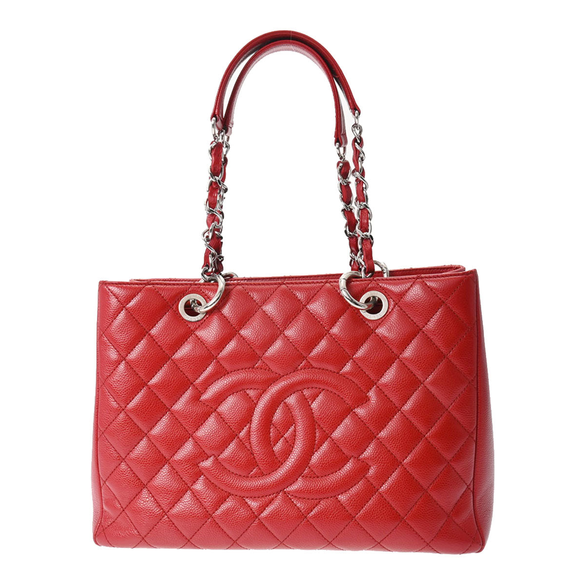 CHANEL シャネル GST グランドショッピングトート 赤 シルバー金具 A50995 レディース キャビアスキン トートバッグ Bランク 中古 