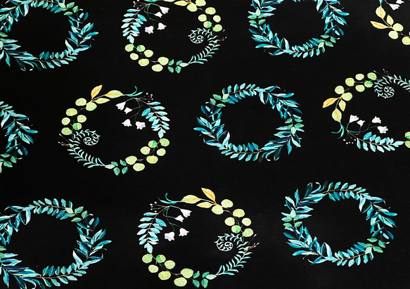 Clara McAllister 110cm x 50cmずつ切売 - Wreaths/Black