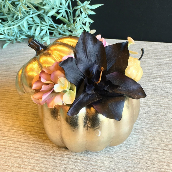 受注制作【大人ハロウィン】gold Pumpkin pot