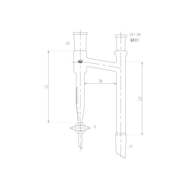 温度計口付水分定量受器 ガラスコック 3658シリーズ