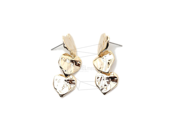 ERG-1649-G【2個入り】トリプルハートピアス  ,Triple heart  Post Earring