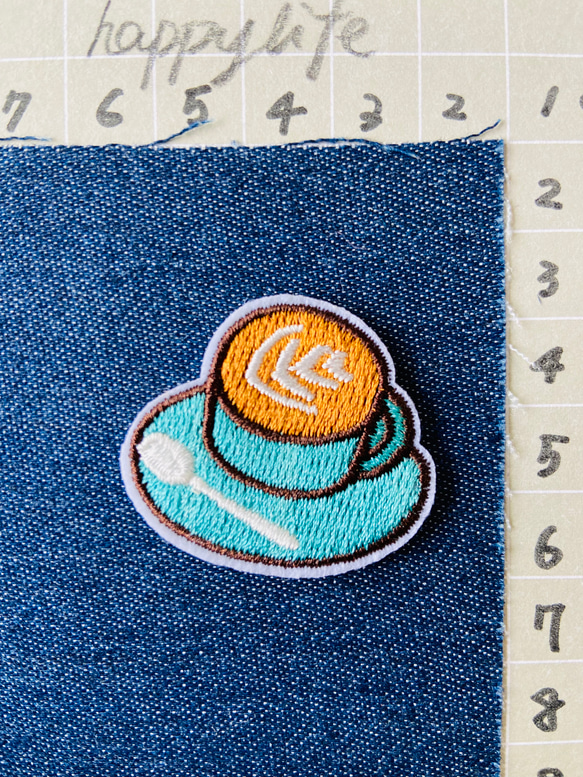 コーヒーメーカー刺繍アイロンワッペン　カフェ