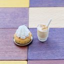 ミニチュア＊喫茶店の生クリームたっぷりパンケーキandカフェオレセット＊Sサイズ＊シルバニア