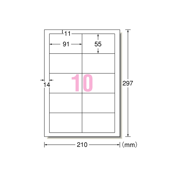 エーワン ラベルシール A4 10面 四辺余白 100枚 F862453-31514