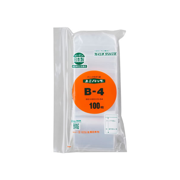 生産日本社（セイニチ） ユニパック(R) 85× 60×0.04mm 100枚入 FCV4380-B-4