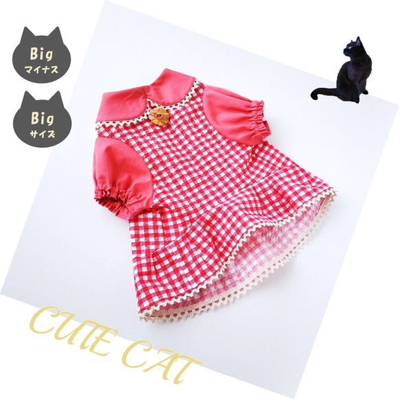 猫服【限定完成品】リップルチェックワンピ２★２サイズ★