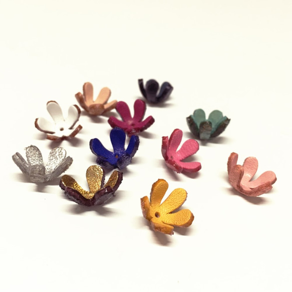 【Leather flower parts】ｽﾀｰﾌﾗﾜｰSS(ﾋﾟﾝ無しﾀｲﾌﾟ）same color 3pieces