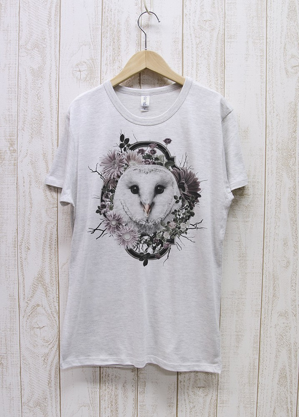 ronronBARNOWL Tee（ヘザーホワイト） / R026-TT-HWH