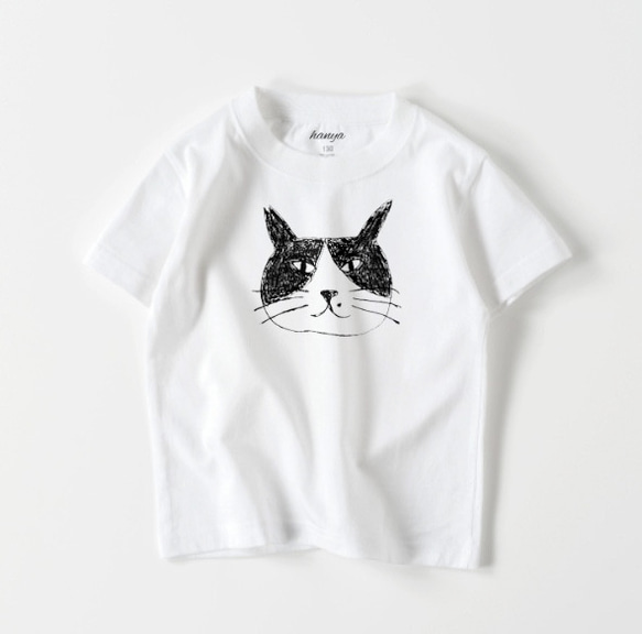 悪いハチワレ猫　Tシャツ　キッズ　ゆるかわ　ハチワレ　白黒猫　野良猫