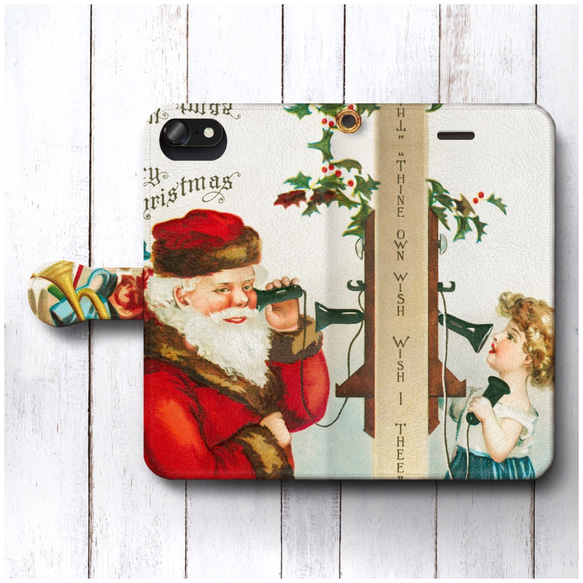 【メリークリスマス】スマホケース手帳型 全機種対応 絵画 かわいい iPhoneXR