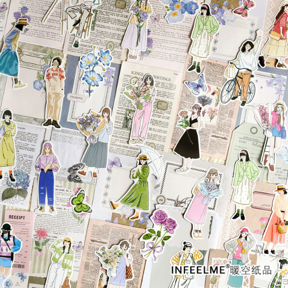 Infeel.Me⭐️再入荷⭐️人間浪漫シリーズ⭐女の子⭐4種類320枚⭐コラージュ素材⭐No.91