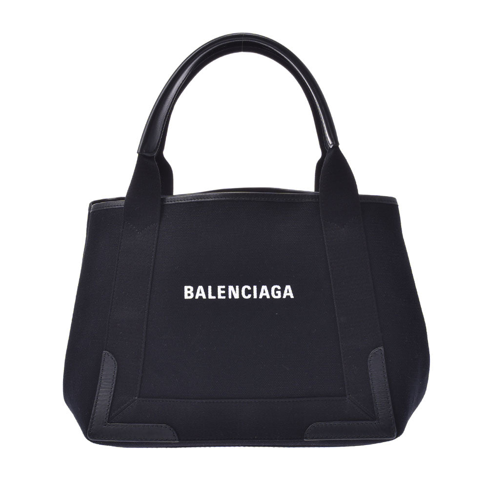 BALENCIAGA バレンシアガ ネイビーカバS 黒 ユニセックス キャンバス/レザー ハンドバッグ Aランク 中古 