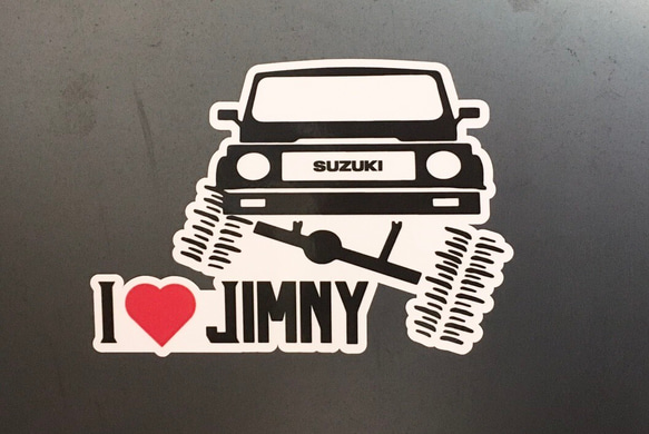 I ♡ JIMNY アイラブジムニー　ステッカー(白フチ) 屋外使用可能