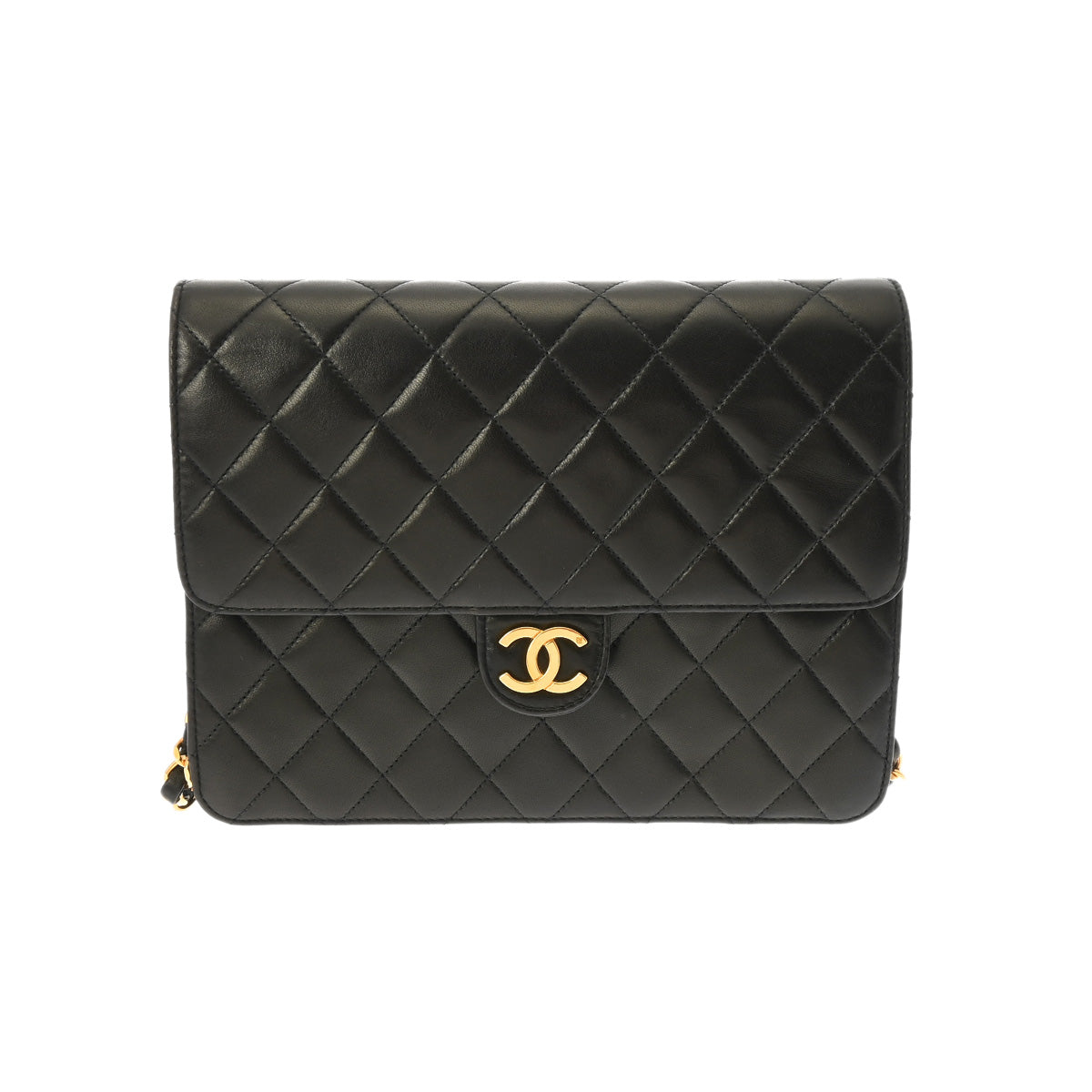 CHANEL シャネル マトラッセ チェーンショルダー ブラック ゴールド金具 レディース ラムスキン ショルダーバッグ ABランク 中古 