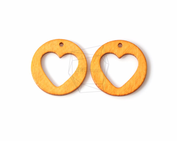 BSC-215-G【4個入り】ハートウッドビーズ,heart Wooden Beads /30mm x 30mm