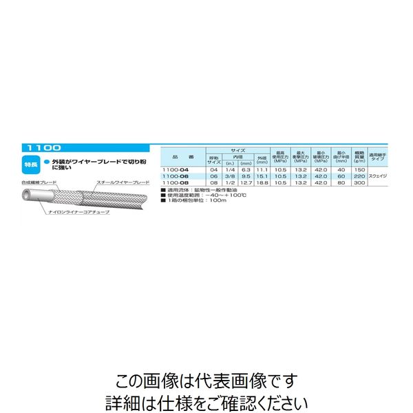 ニッタ（NITTA） ホース 100m 1100-04-100 1巻（直送品）