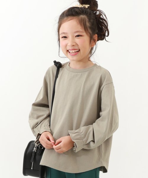 袖口タック 長袖Tシャツ 子供服 キッズ 女の子 長袖Tシャツ ロンT 綿100% 吸汗