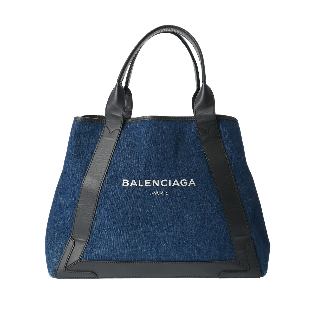 BALENCIAGA バレンシアガ ネイビーカバス M インディゴ/黒 339936 レディース デニム/レザー ハンドバッグ ABランク 中古 