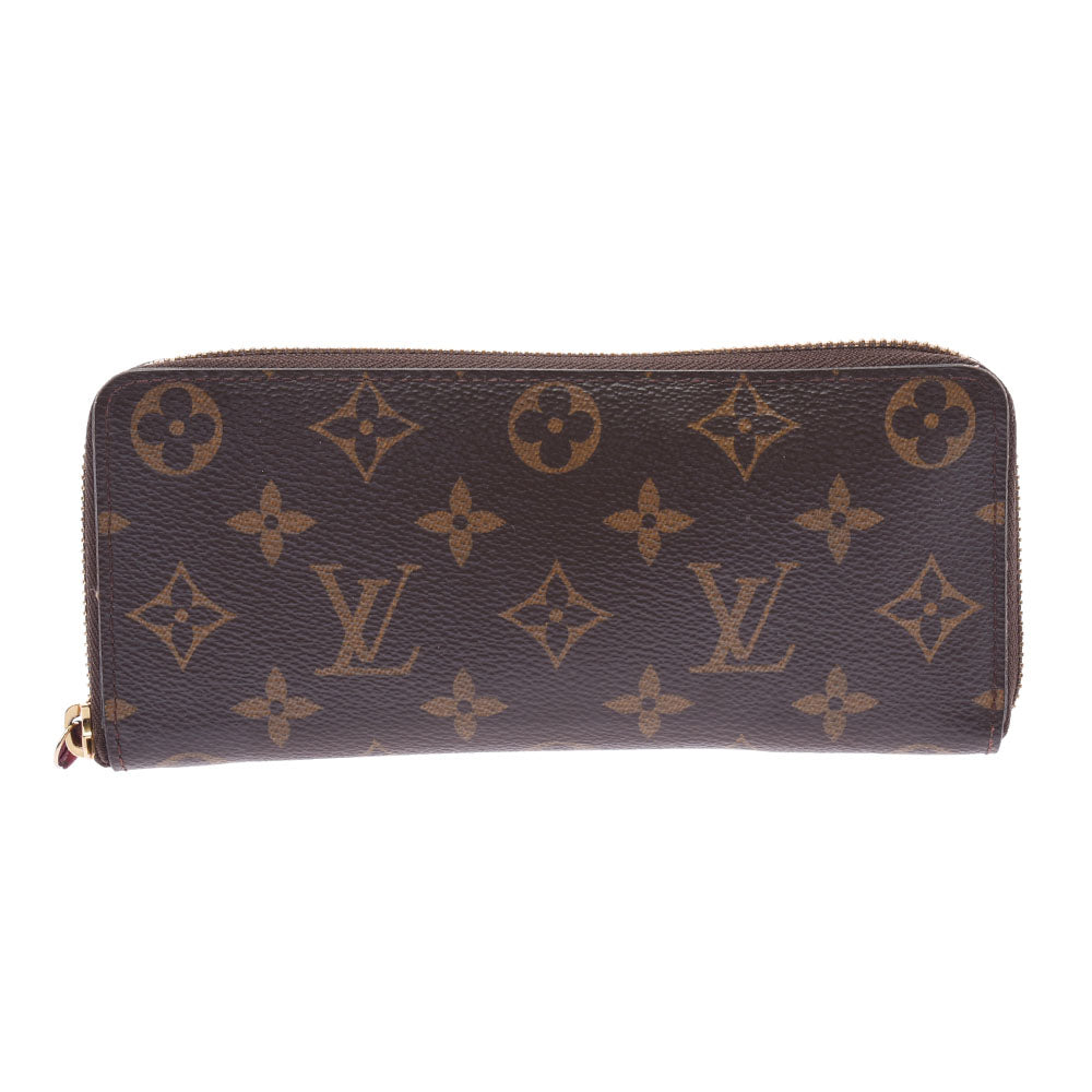 【新年の贈り物】LOUIS VUITTON ルイヴィトン モノグラム ポルトフォイユクレマンス フューシャ M60742 ユニセックス モノグラムキャンバス 長財布 Bランク 中古 _画像1