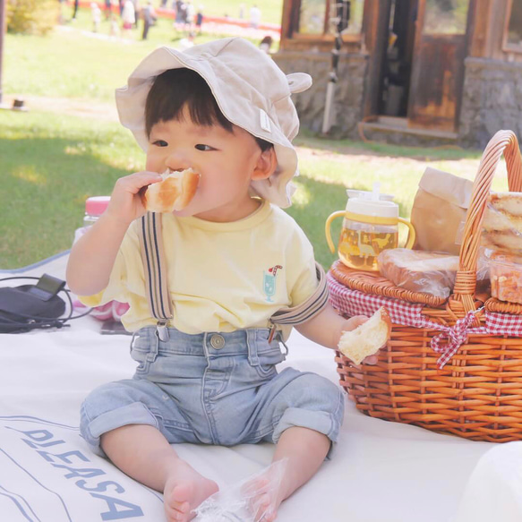 畳める&シワになりにくい//くまさんチューリップハット　ベビー帽子　キッズ帽子　くまモチーフ　くまさん帽子　夏帽子