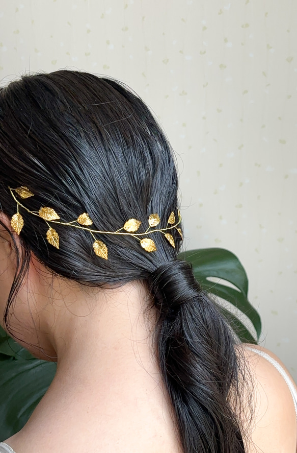 【リゾートウェディング】ボタニカルヘッドドレス　ブライダルアクセサリー　シンプル　ヘアアクセサリー