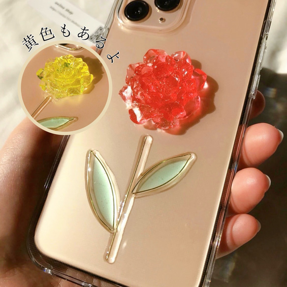 R6【２色】バラケース　　　　　　クリアケース　スマホケース　薔薇のケース　iPhone全機種対応