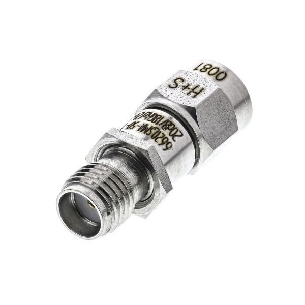 Huber+Suhner RFアッテネータ， 20dB， SMAプラグーソケット 50Ω 6620_SMA-50-1/199_NE（直送品）