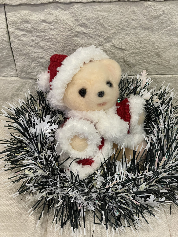 羊毛フェルト　ぬいぐるみくま　クリスマス　プレゼント