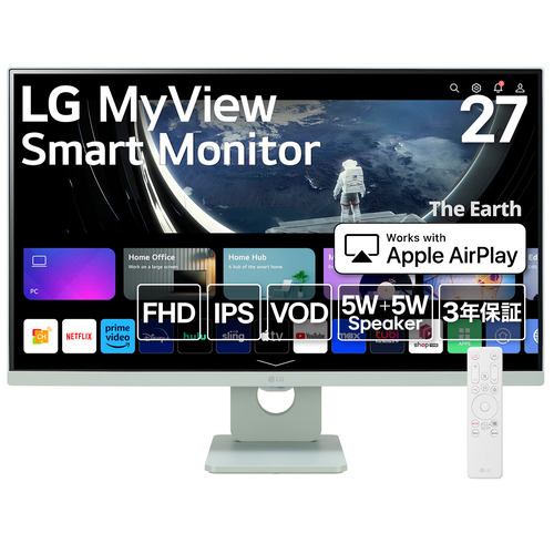 LGエレクトロニクス 27SR50F-G MyView Smart Monitor 27型／IPS／フルHD／webOS23／3辺フレームレスグリーン