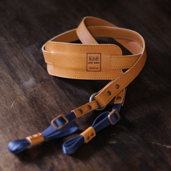 Camera Strap #18　Camel×Navy