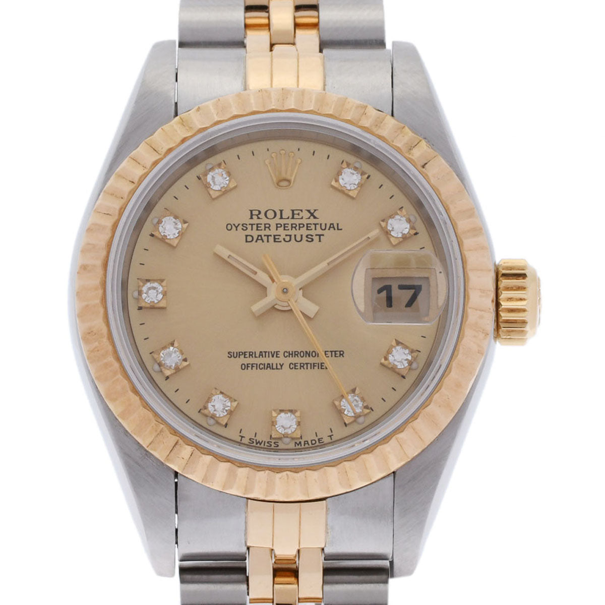 ROLEX ロレックス デイトジャスト 10Pダイヤ 69173G レディース YG/SS 腕時計 自動巻き シャンパン文字盤 Aランク 中古 