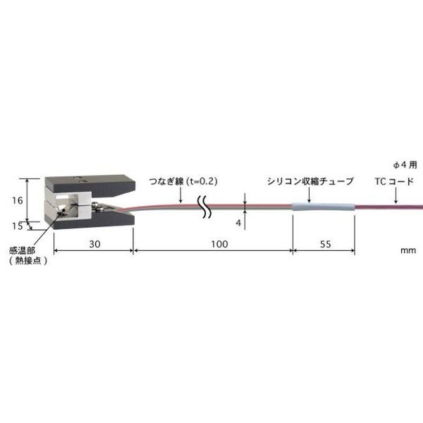 ヒートパイプ用温度センサ ー50~300°C タイプK 4φmm 【VAー04Kー01ーTS1ーASP】 VA-04K-01-TS1-ASP（直送品）