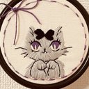 刺繍枠飾り　sweet cat ブラック