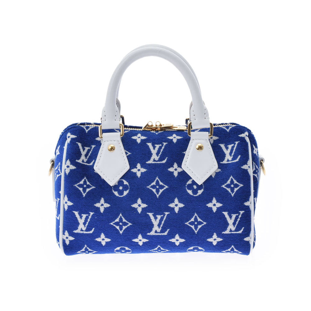 LOUIS VUITTON ルイヴィトン モノグラム スピーディバンドリエール20  ブルー/白 M20751 レディース 13842 モノグラム ジャカード ベルベット 2WAYバッグ 未使用 