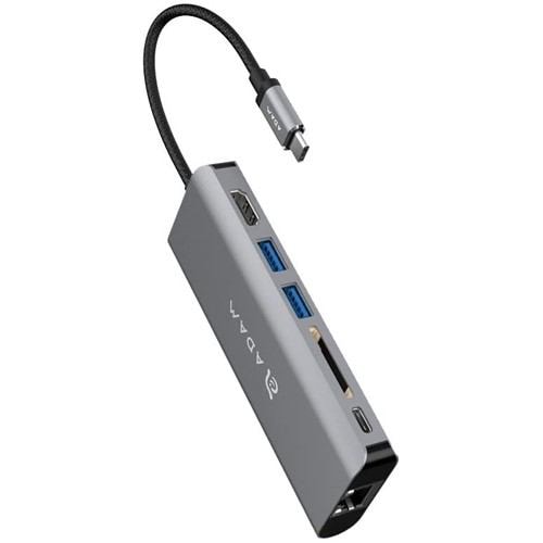 Adam Elements AAPADHUBA01GY CASA Hub A01 USB 3.1 Type-C 6ポート ハブ (USB Type-A／Type-C、HDMI、RJ45、SDカード) グレー