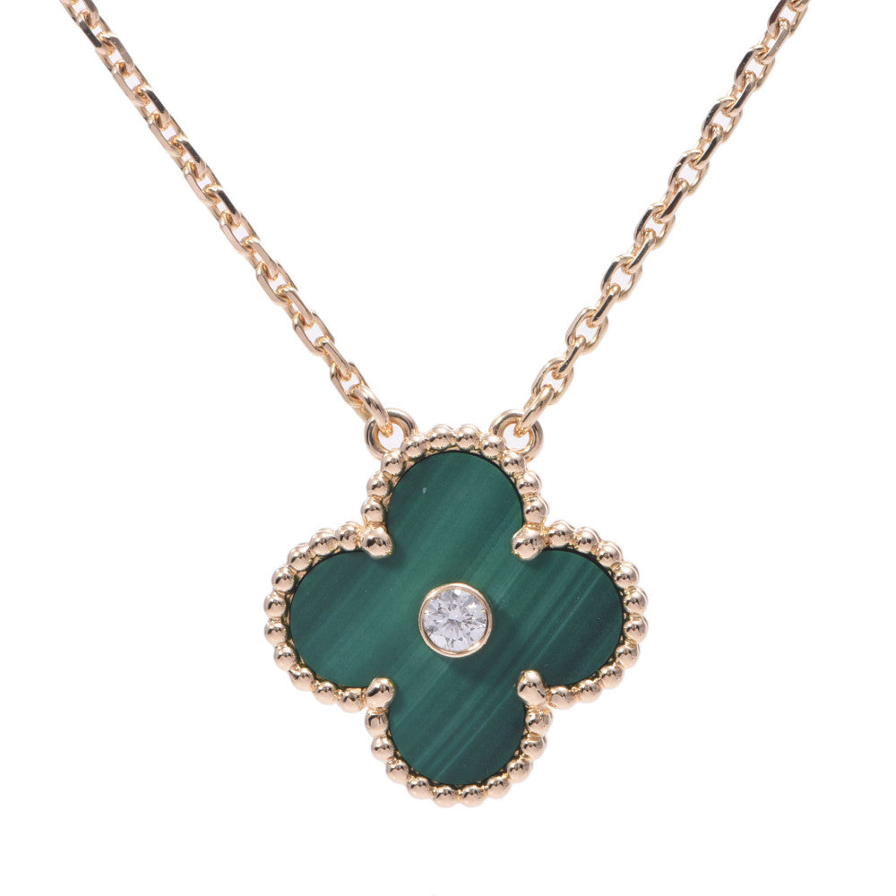 VAN CLEEF & ARPELS ヴァンクリーフ＆アーペル ヴィンテージアルハンブラ レディース K18YG/マラカイト/1Pダイヤ ネックレス Aランク 中古 