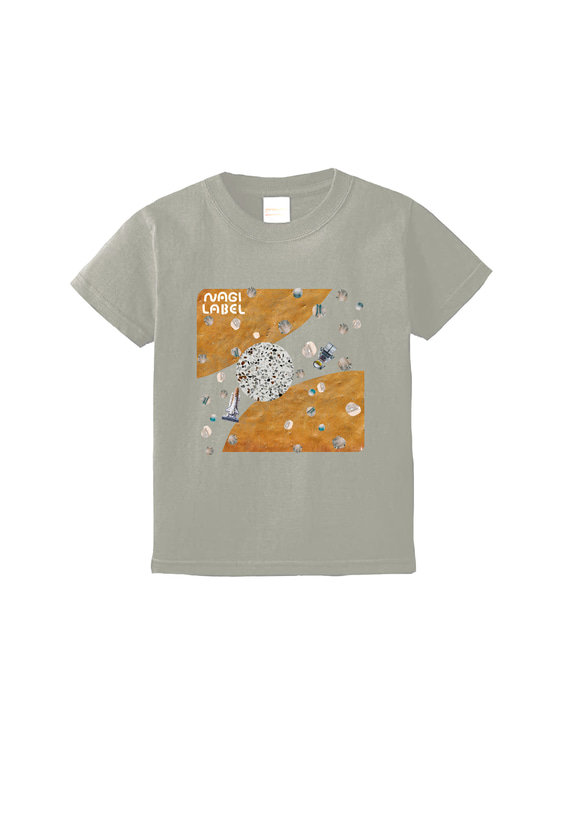 kidsオリジナルアートプリント　Tシャツ（宇宙）ライトグレー