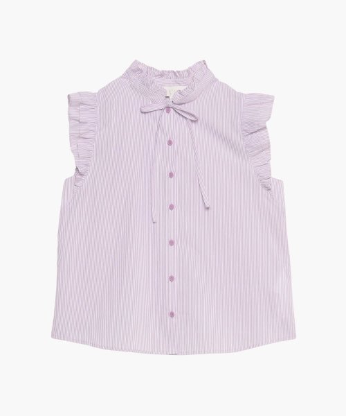 WU33 CHEMISE ストライプフリルブラウス