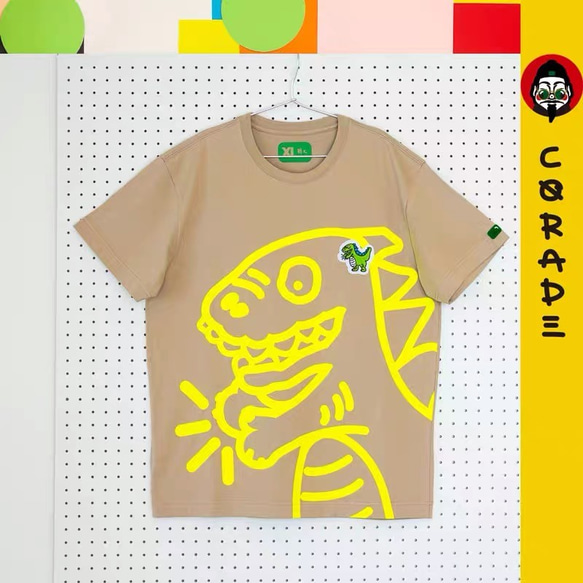 SorsorTシャツ 21年新作Corade 蛍光Yellow恐竜Tシャツ