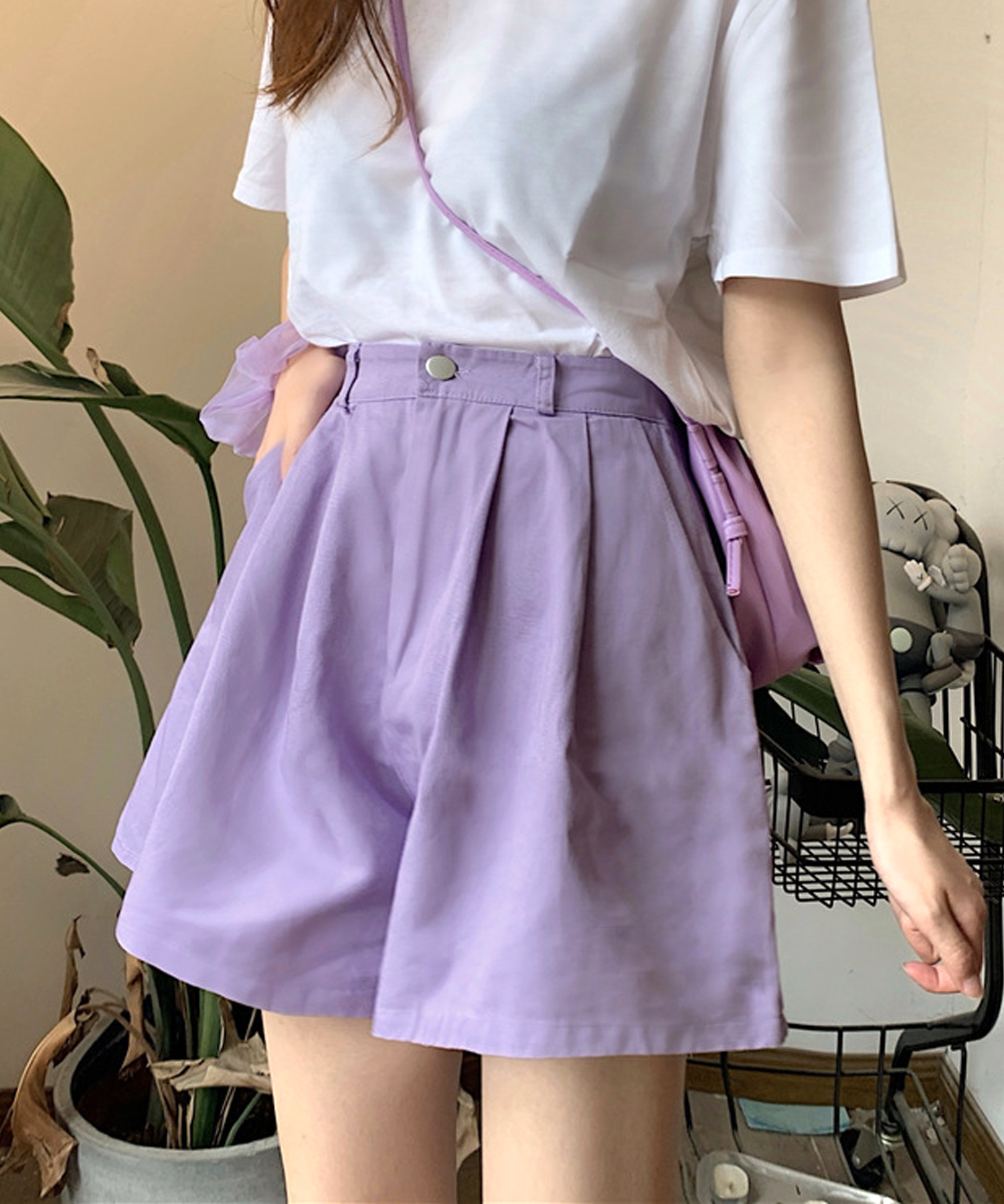 アミュレット/タック入りキュロットパンツ レディース ボトムス 春 夏服 韓国ファッション 10代･･･