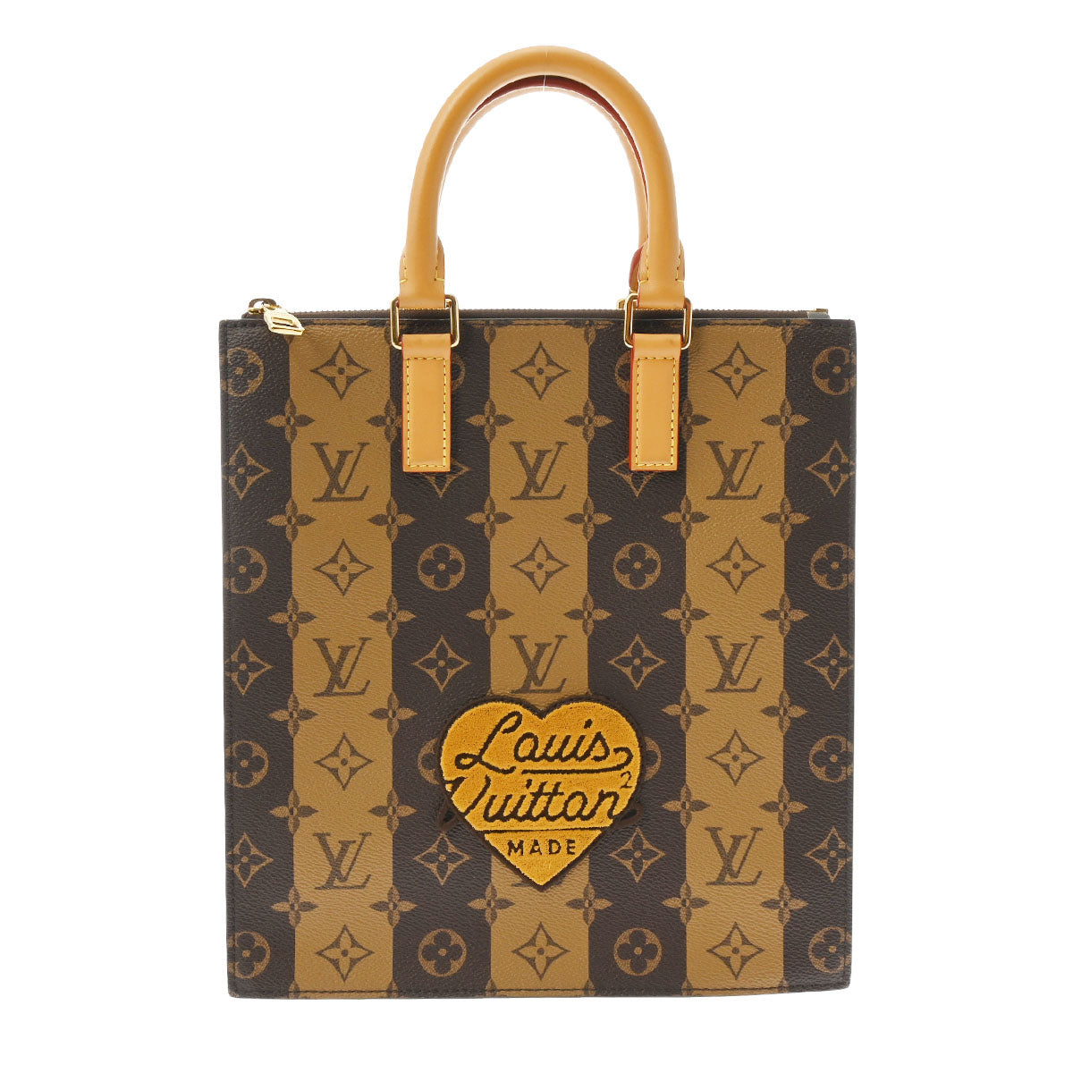 LOUIS VUITTON ルイヴィトン モノグラム ストライプ サックプラ LVスクアード NIGOコラボ 2WAY ブラウン M45969 ユニセックス モノグラムキャンバス ハンドバッグ Aランク 中古 