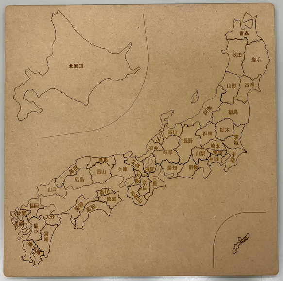 レーザー加工機で作った木製日本地図パズルⅡ【MDF】