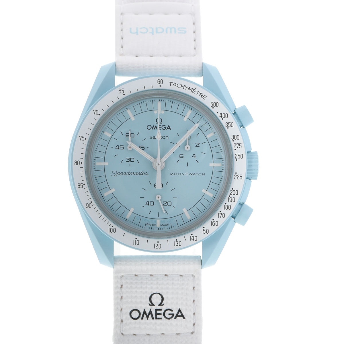 SWATCH スウォッチ OMEGA オメガ / MISSION TO URANUS SO33L100 メンズ バイオセラミック/VELCRO 腕時計 クオーツ エアリーブルー文字盤 新品 