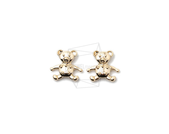 PDT-2425-G【2個入り】テディベアペンダント,Teddy Bear Pendant/15mm x 16mm